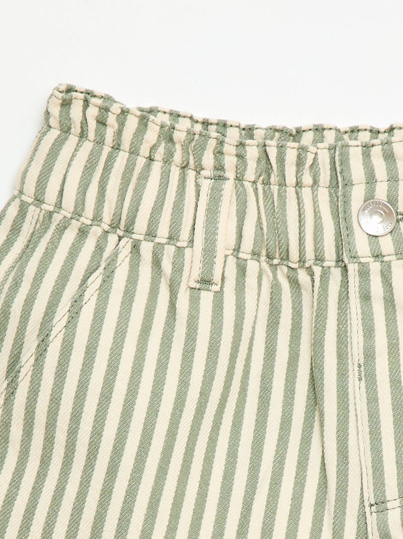 Pantalón corto estampado integral en algodón Kaki - Kiabi
