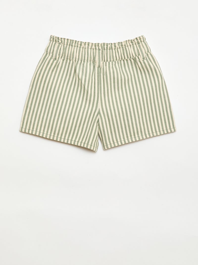 Pantalón corto estampado integral en algodón Kaki - Kiabi