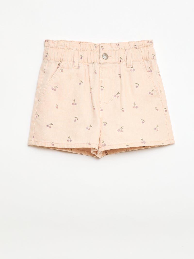 Pantalón corto estampado integral en algodón Rosa - Kiabi