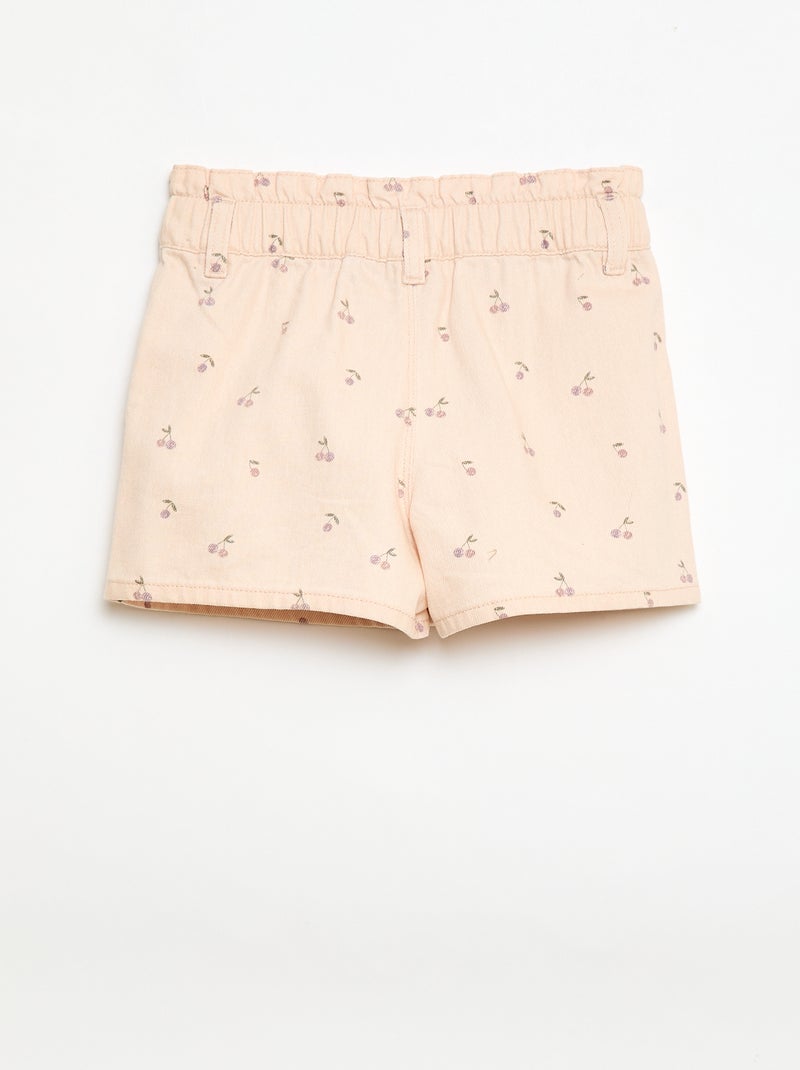 Pantalón corto estampado integral en algodón Rosa - Kiabi