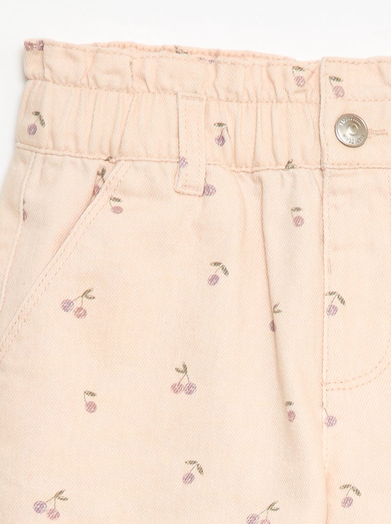 Pantalón corto estampado integral en algodón Rosa - Kiabi