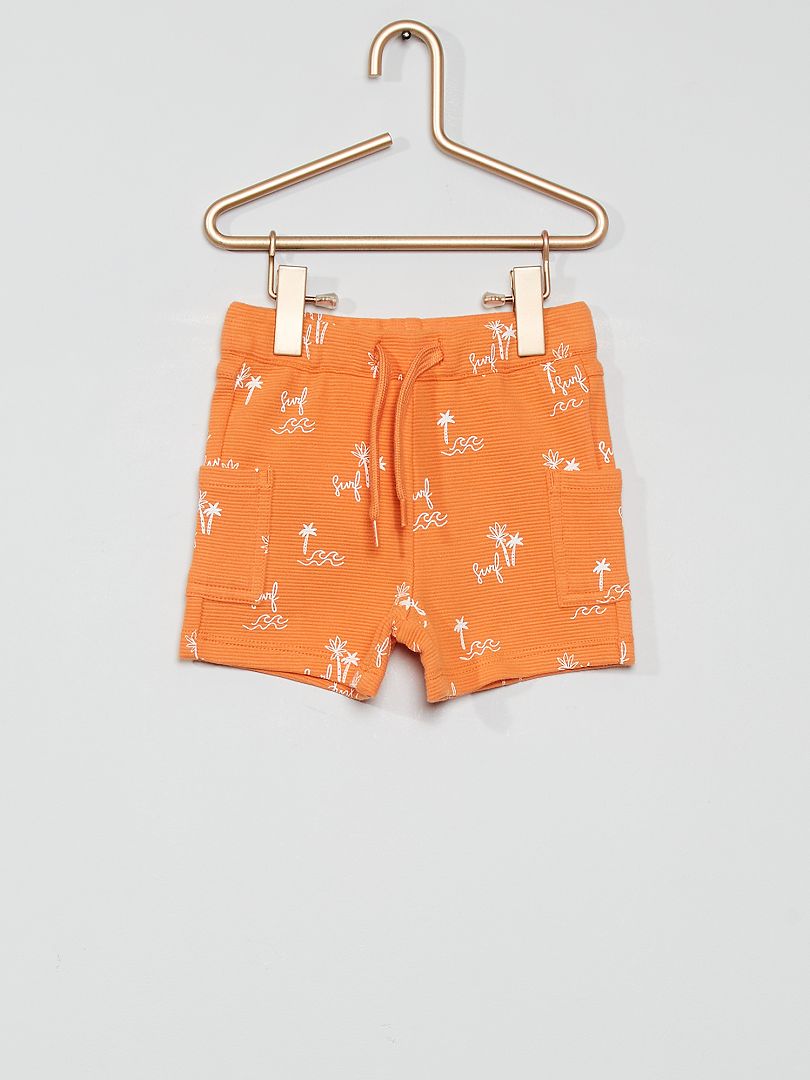 Pantalón corto estampado naranja - Kiabi
