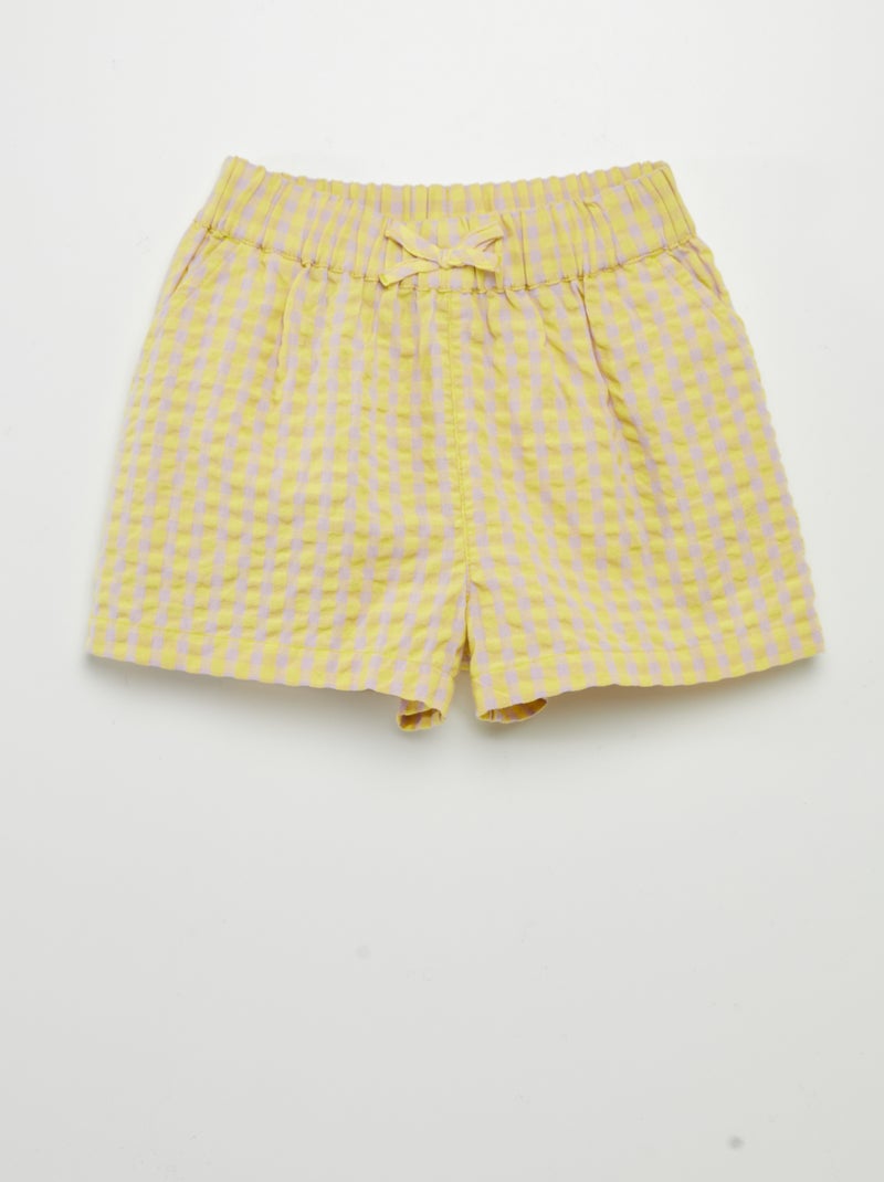 Pantalón corto gofrado de cuadros AMARILLO - Kiabi