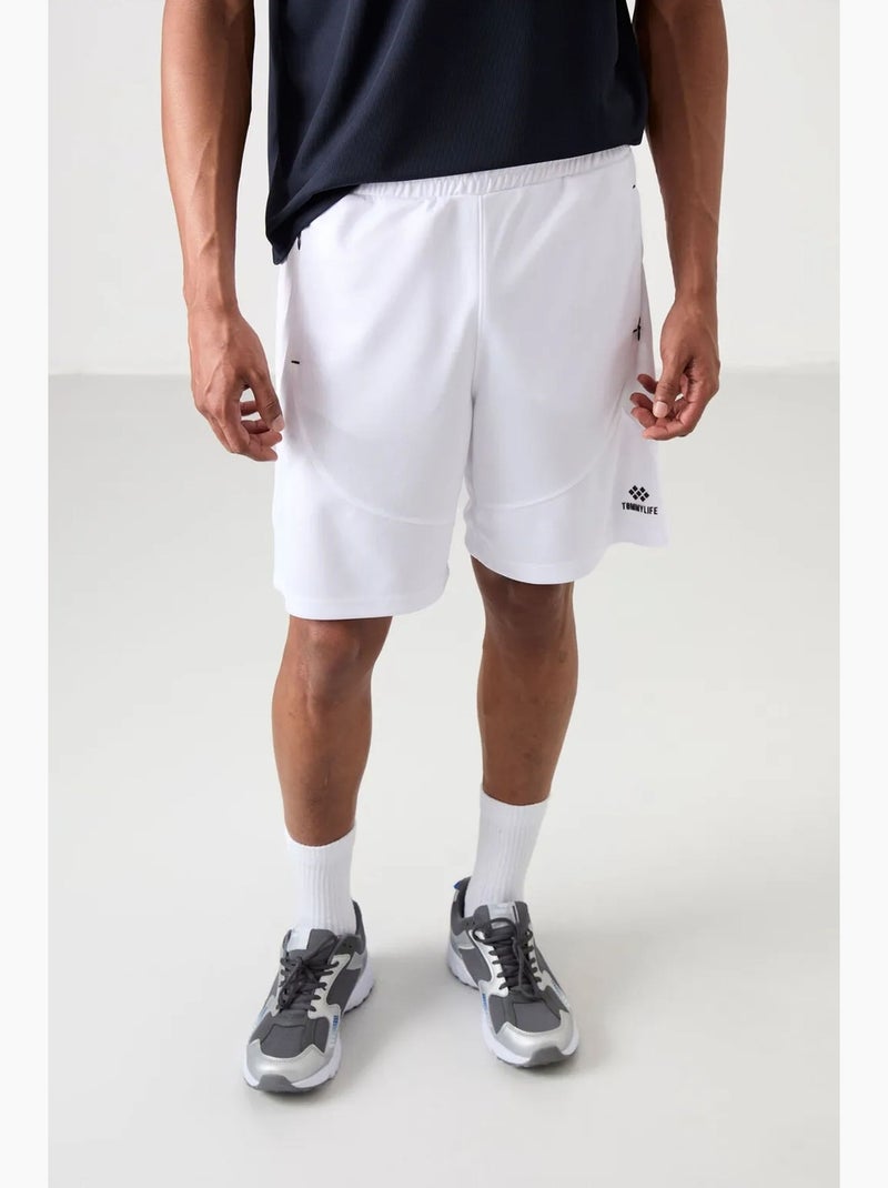 Pantalón corto jogging liso de punto tommy Blanco - Kiabi