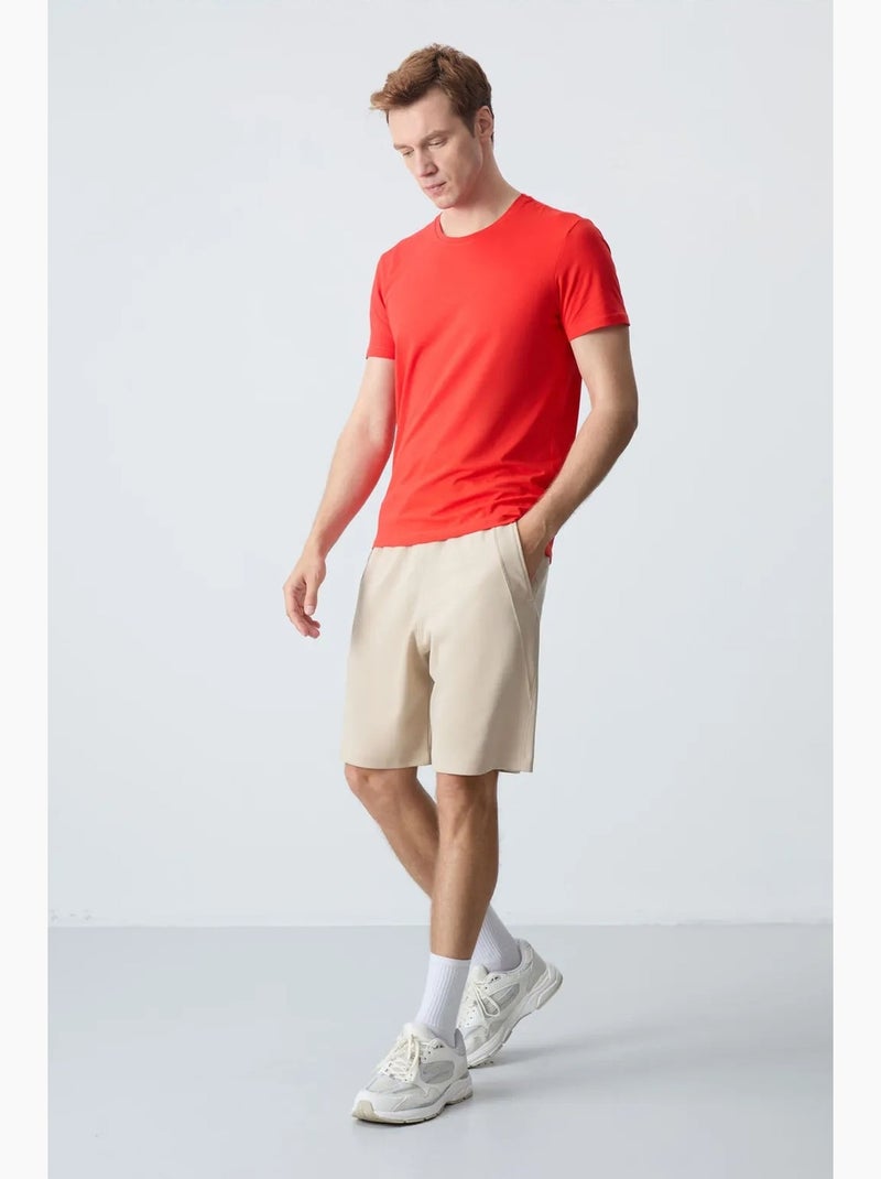 Pantalón corto jogging mezcla de algodón tommy Beige arcilla - Kiabi