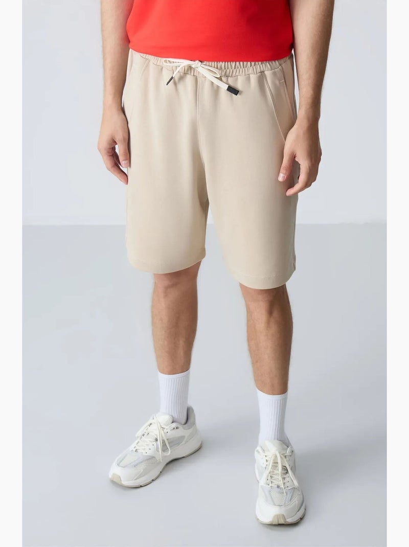 Pantalón corto jogging mezcla de algodón tommy Beige arcilla - Kiabi