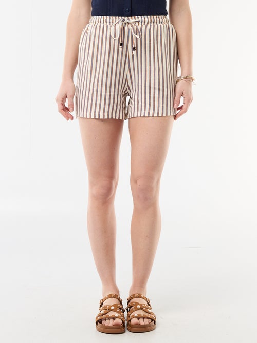 Pantalón corto ligero con 2 bolsillos en lino mezclado - Kiabi