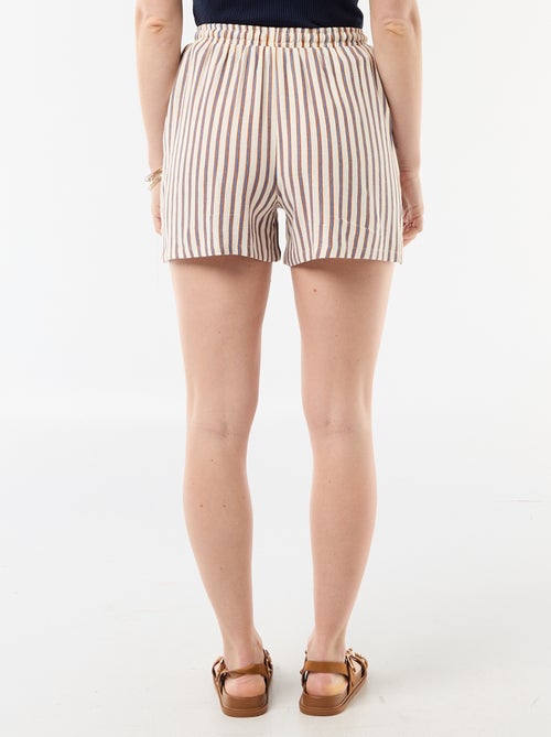 Pantalón corto ligero con 2 bolsillos en lino mezclado - Kiabi