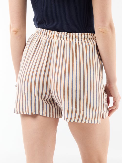 Pantalón corto ligero con 2 bolsillos en lino mezclado - Kiabi