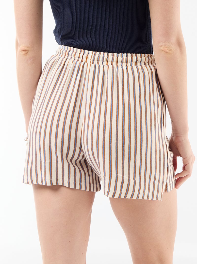 Pantalón corto ligero con 2 bolsillos en lino mezclado Beige - Kiabi