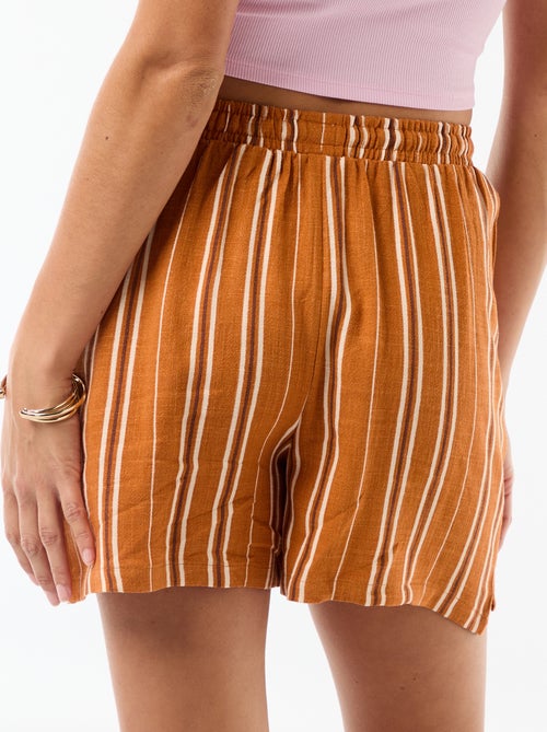 Pantalón corto ligero con 2 bolsillos en lino mezclado - Kiabi