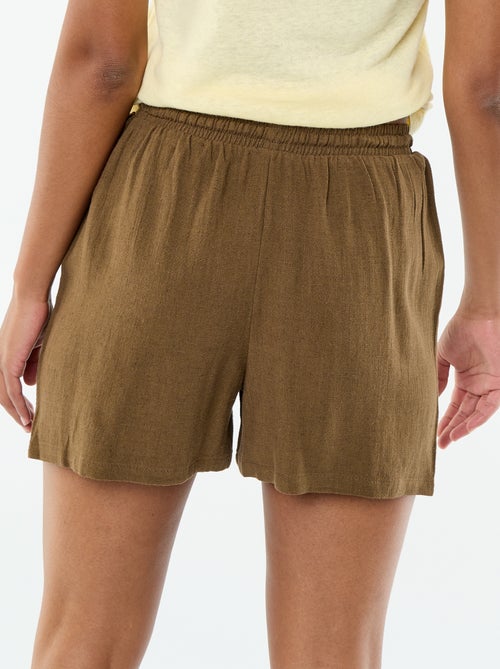 Pantalón corto ligero con 2 bolsillos en lino mezclado - Kiabi