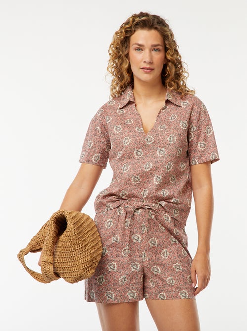 Pantalón corto ligero con motivo floral - Kiabi