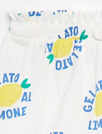 Pantalón corto ligero con motivo y lazo de fantasía