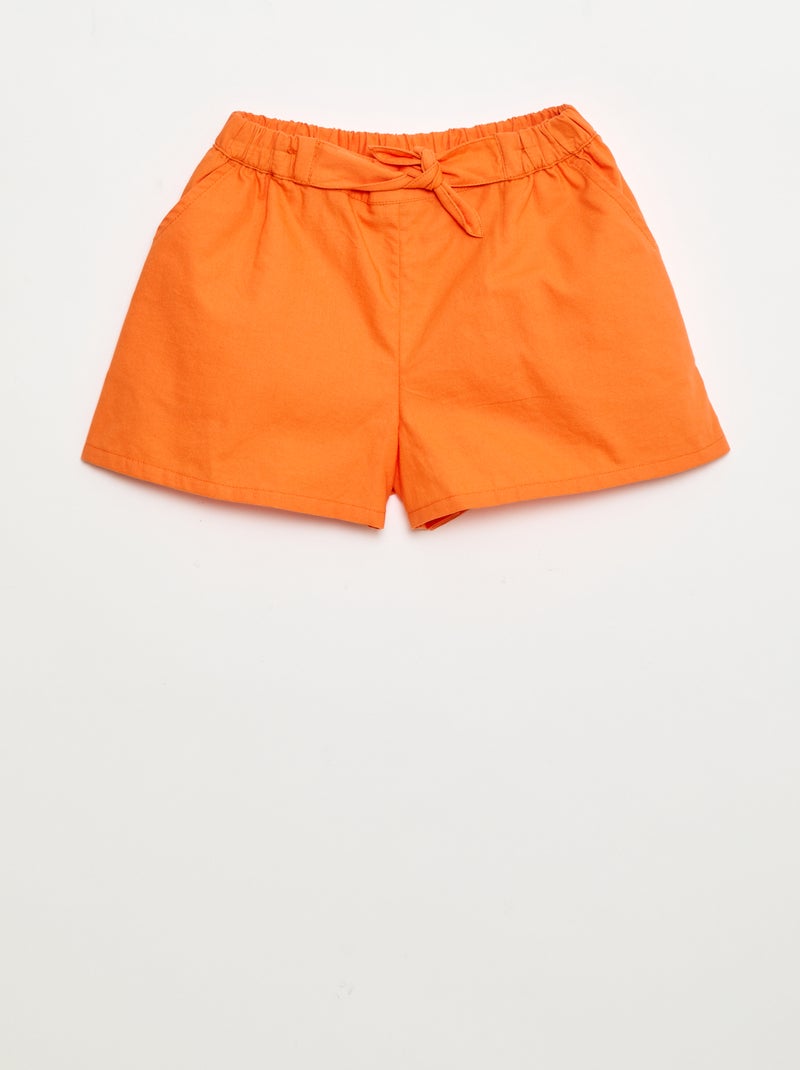 Pantalón corto ligero de algodón Naranja - Kiabi