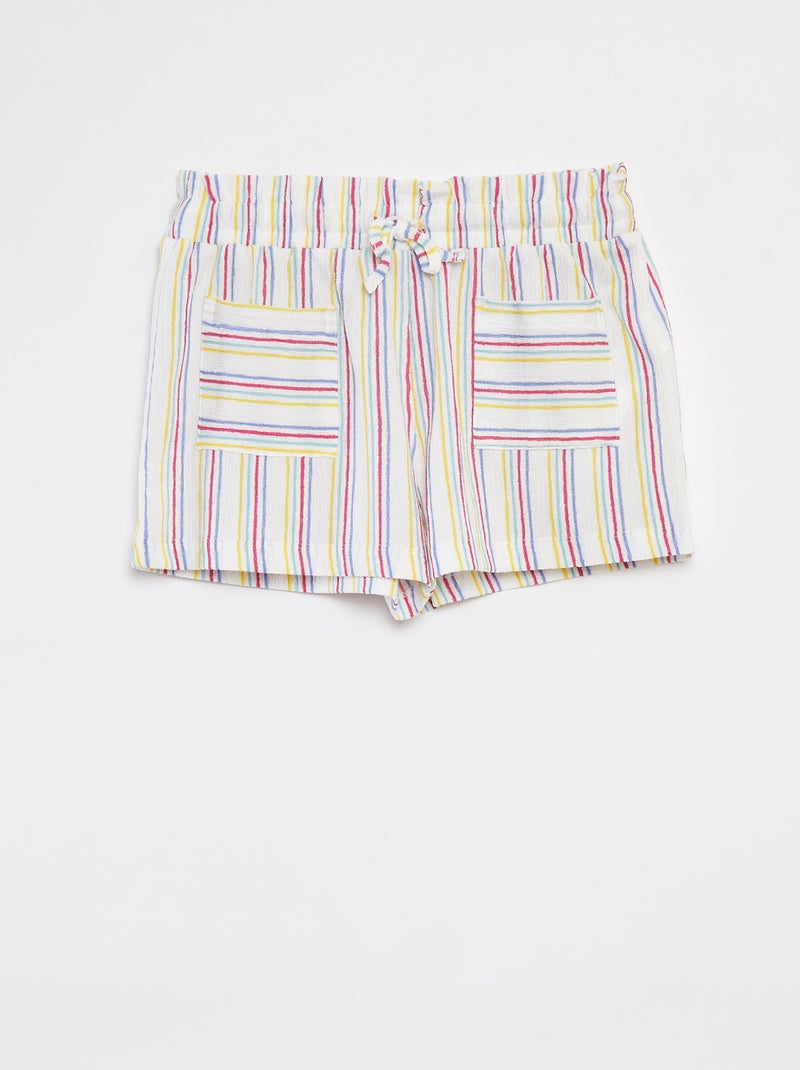 Pantalón corto ligero de punto gofrado BLANCO - Kiabi
