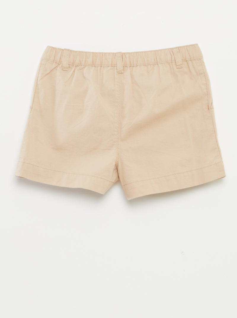 Pantalón corto liso con cintura ajustable BEIGE - Kiabi