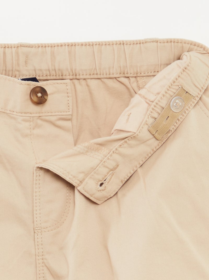 Pantalón corto liso con cintura ajustable BEIGE - Kiabi