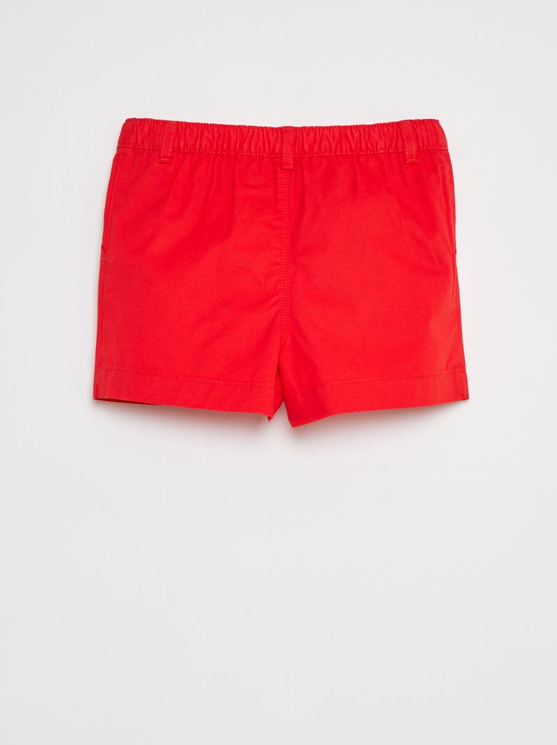 Pantalón corto liso con cintura ajustable ROJO - Kiabi
