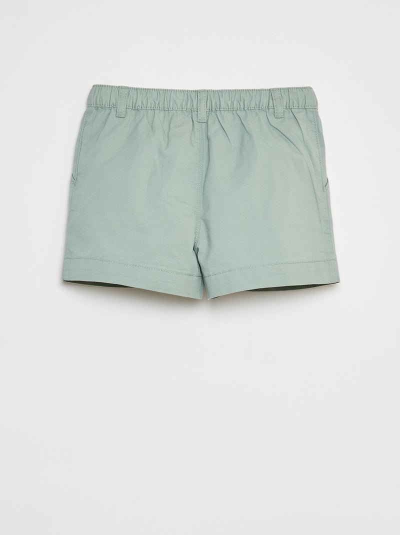 Pantalón corto liso con cintura ajustable VERDE - Kiabi