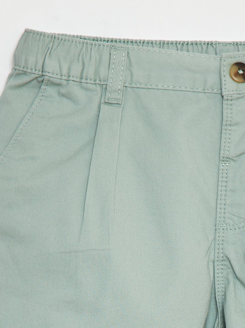 Pantalón corto liso con cintura ajustable VERDE - Kiabi