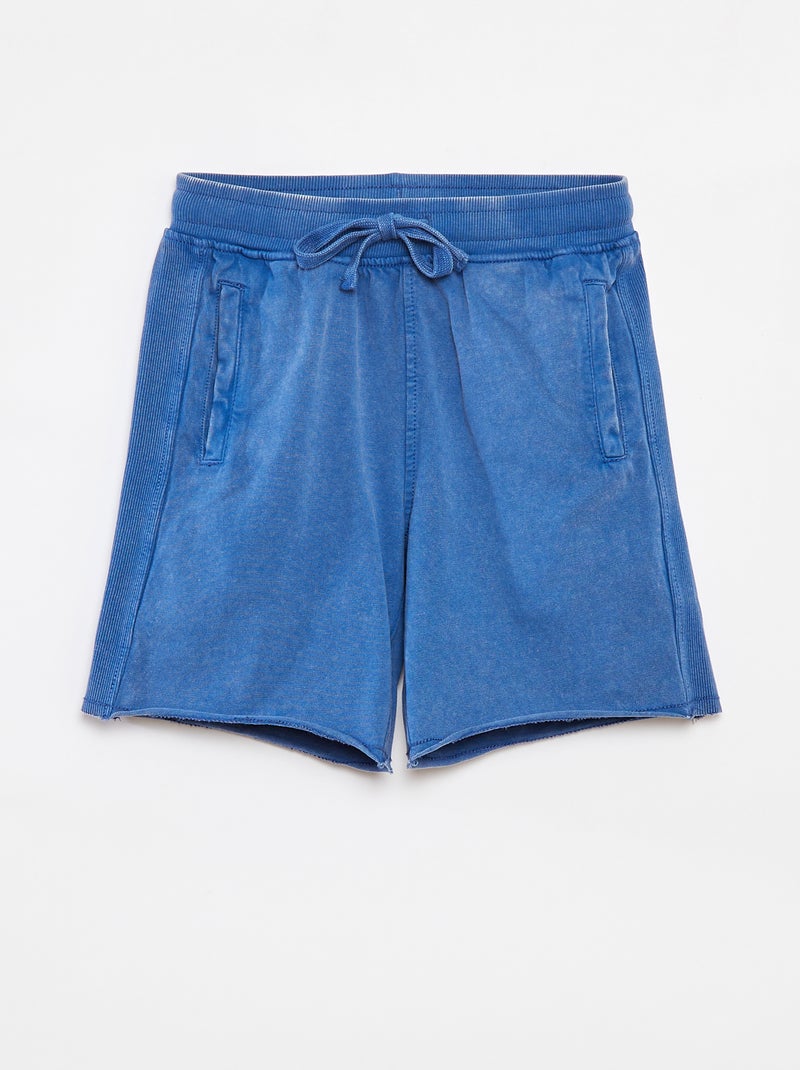 Pantalón corto liso con efecto descolorido Azul - Kiabi