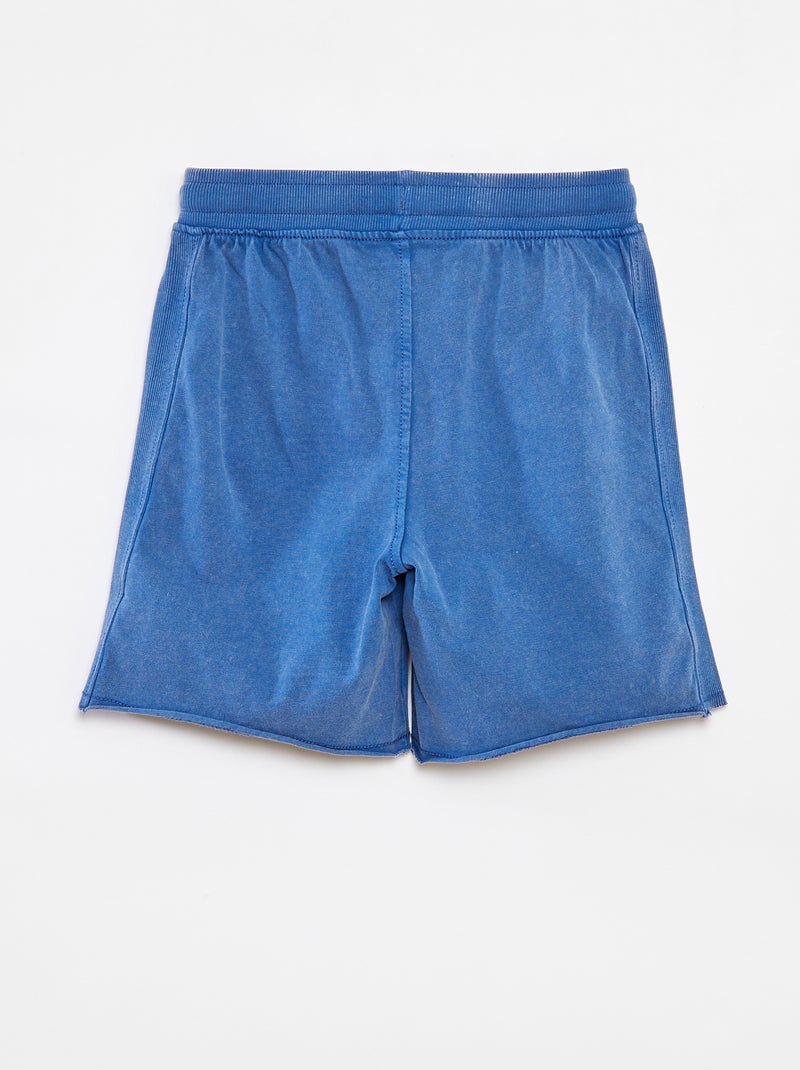 Pantalón corto liso con efecto descolorido Azul - Kiabi