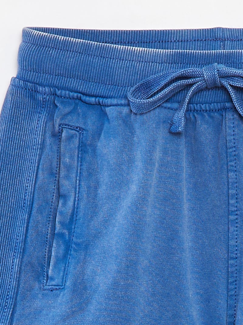 Pantalón corto liso con efecto descolorido Azul - Kiabi