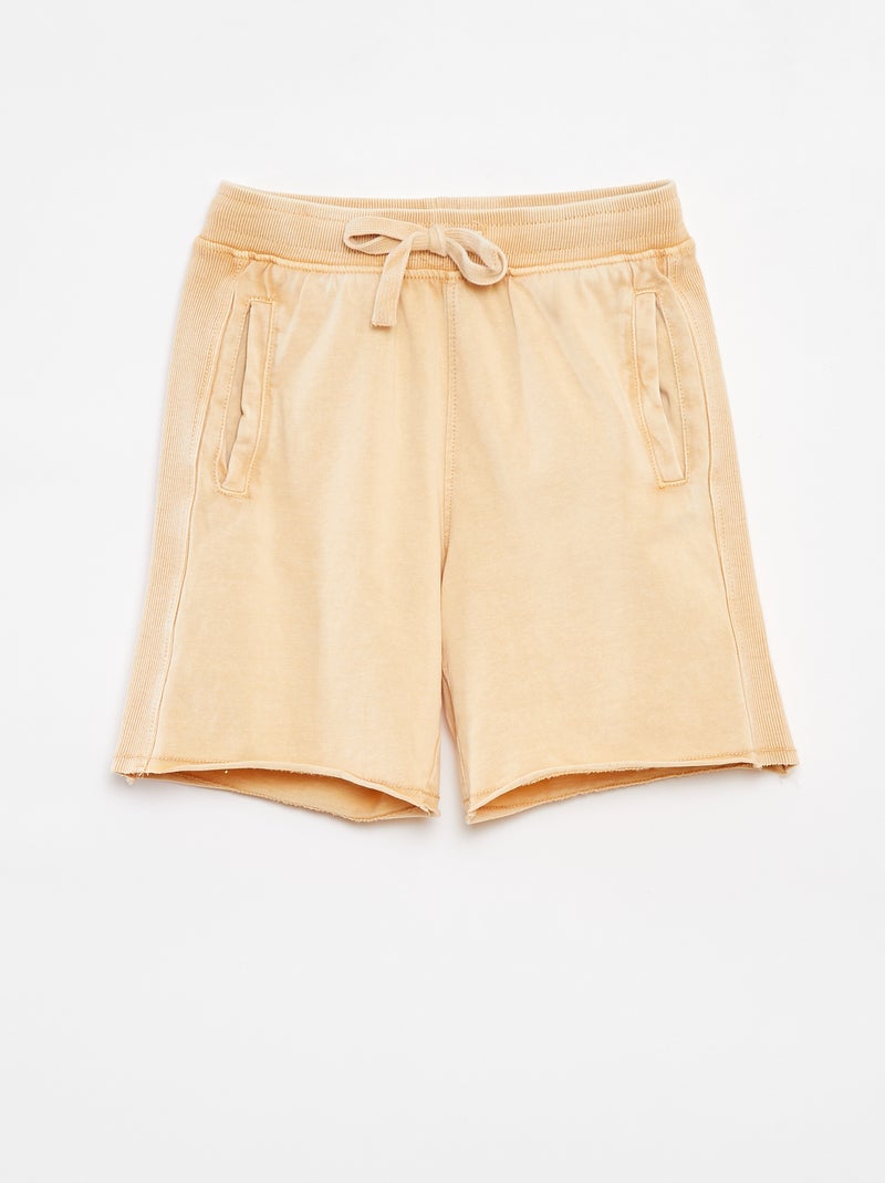 Pantalón corto liso con efecto descolorido Beige - Kiabi