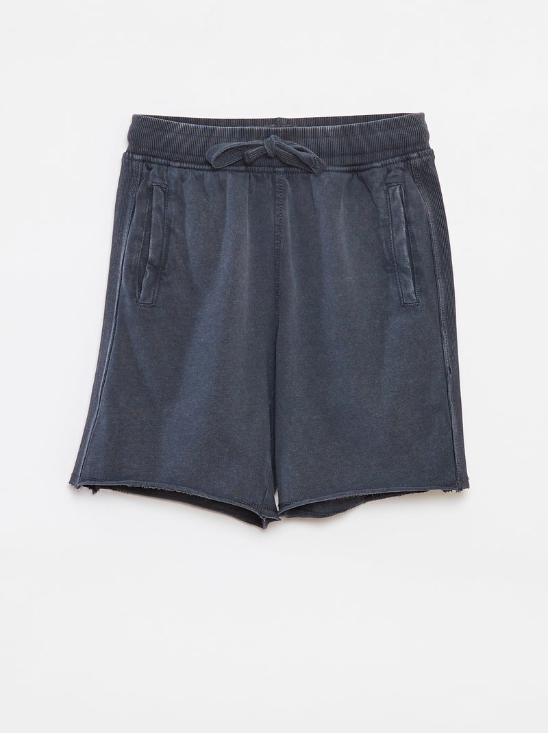 Pantalón corto liso con efecto descolorido Negro - Kiabi
