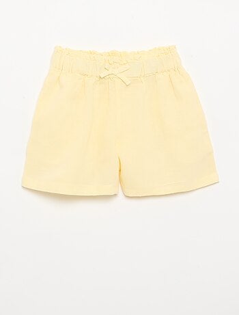 Pantalón corto liso con lazo de fantasía