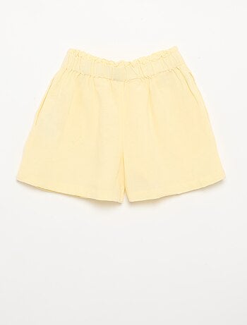 Pantalón corto liso con lazo de fantasía