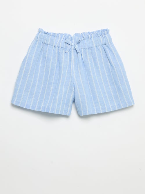 Pantalón corto liso con lazo de fantasía - Kiabi Pantalón corto liso con lazo de fantasía - Kiabi