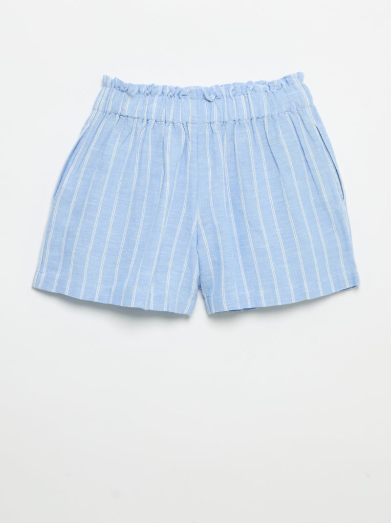 Pantalón corto liso con lazo de fantasía Azul - Kiabi