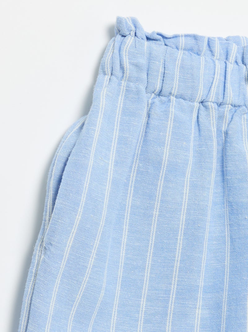 Pantalón corto liso con lazo de fantasía Azul - Kiabi
