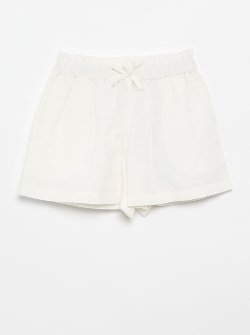 Pantalón corto liso con lazo de fantasía - Kiabi