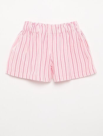 Pantalón corto liso con lazo de fantasía