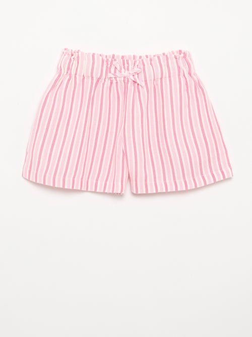 Pantalón corto liso con lazo de fantasía - Kiabi Pantalón corto liso con lazo de fantasía - Kiabi
