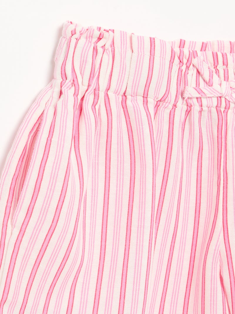 Pantalón corto liso con lazo de fantasía Rosa - Kiabi