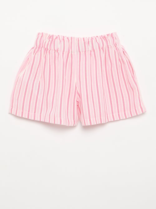 Pantalón corto liso con lazo de fantasía - Kiabi Pantalón corto liso con lazo de fantasía - Kiabi
