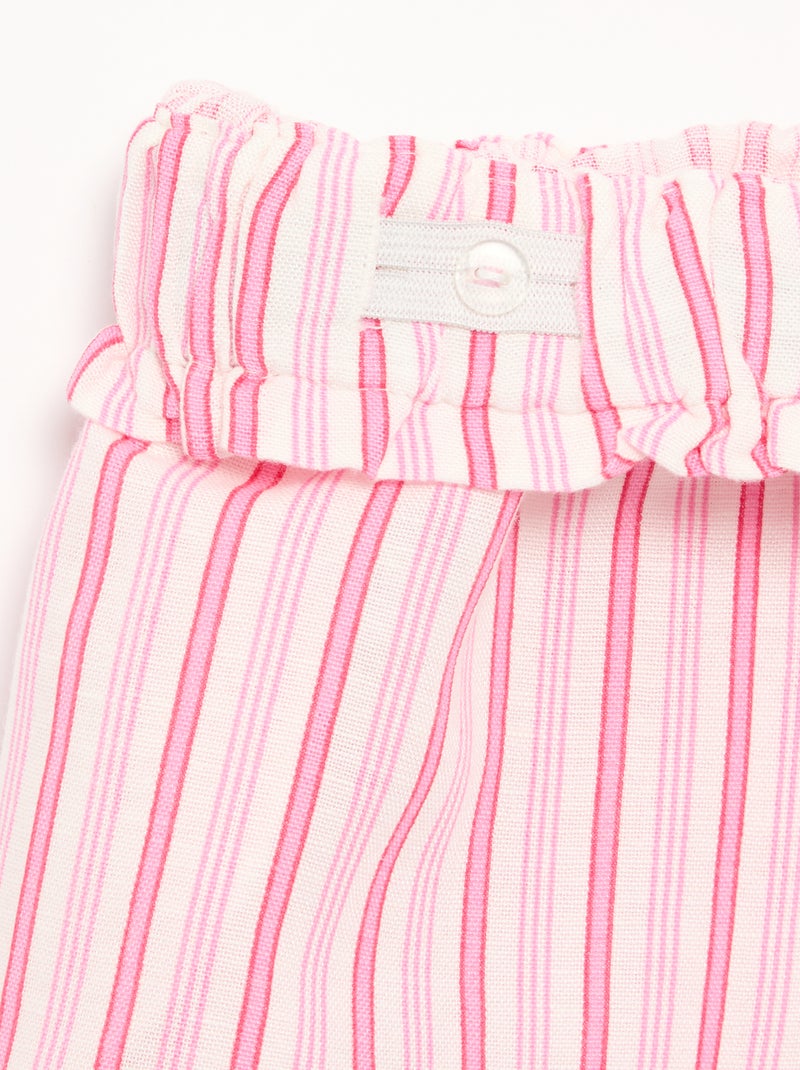 Pantalón corto liso con lazo de fantasía Rosa - Kiabi