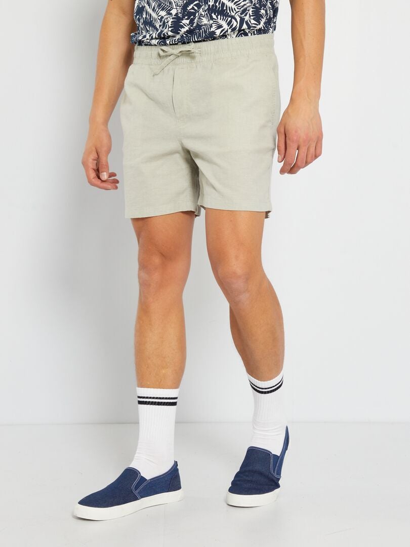 Pantalón corto liso con lino 'Produkt' gris - Kiabi