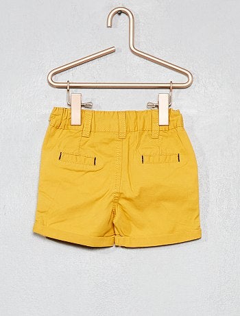 Pantalón corto liso con vuelta - Kiabi