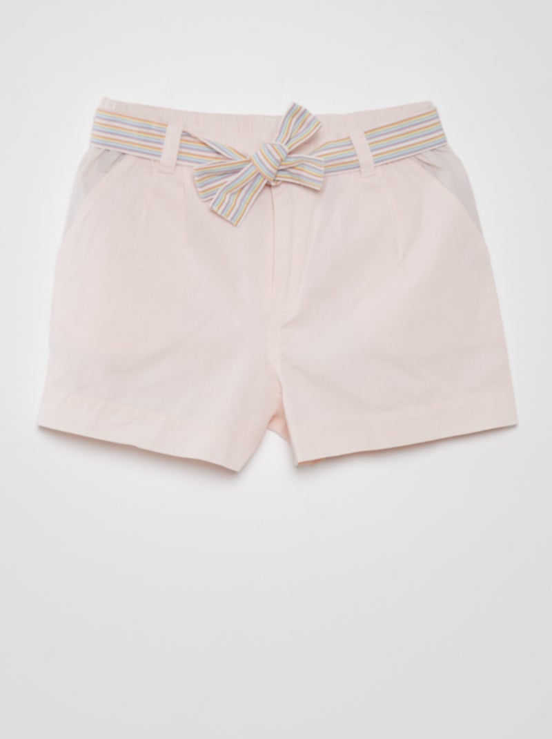 Pantalón corto liso de algodón BLANCO - Kiabi
