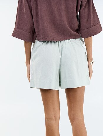 Pantalón corto liso de lino mezclado