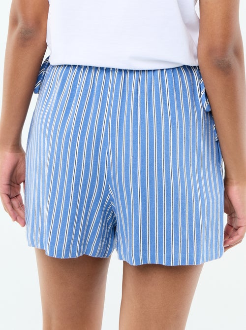 Pantalón corto liso de lino mezclado - Kiabi