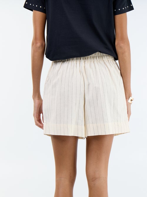 Pantalón corto liso de lino mezclado - Kiabi