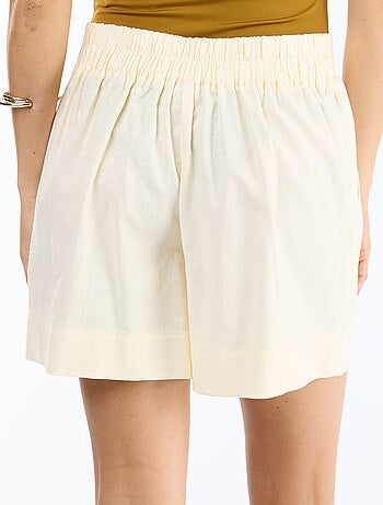Pantalón corto liso de lino mezclado