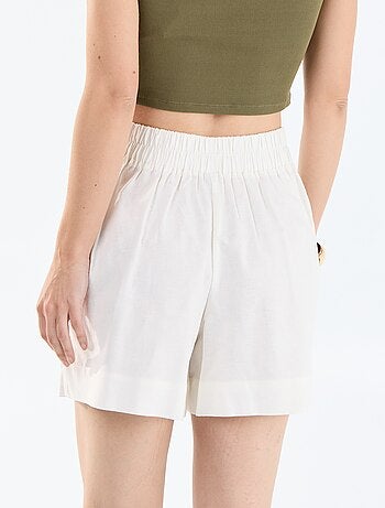 Pantalón corto liso de lino mezclado