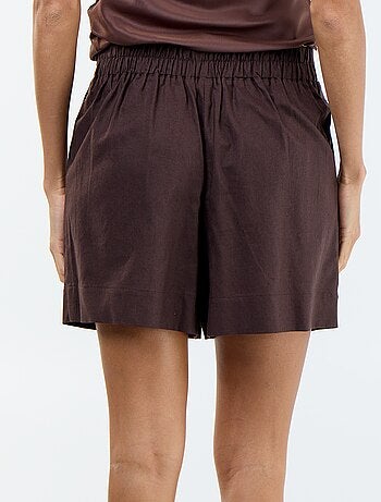 Pantalón corto liso de lino mezclado